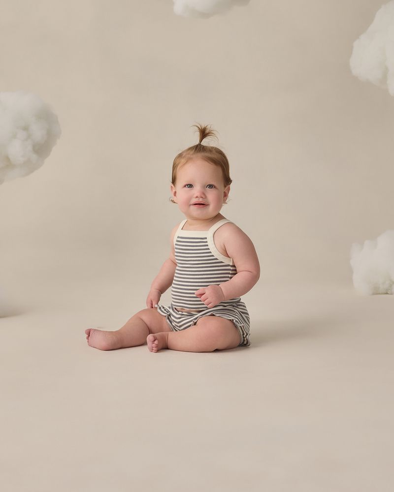 Evie Tank + Shortie Set || Ocean Stripe by Quincy Mae