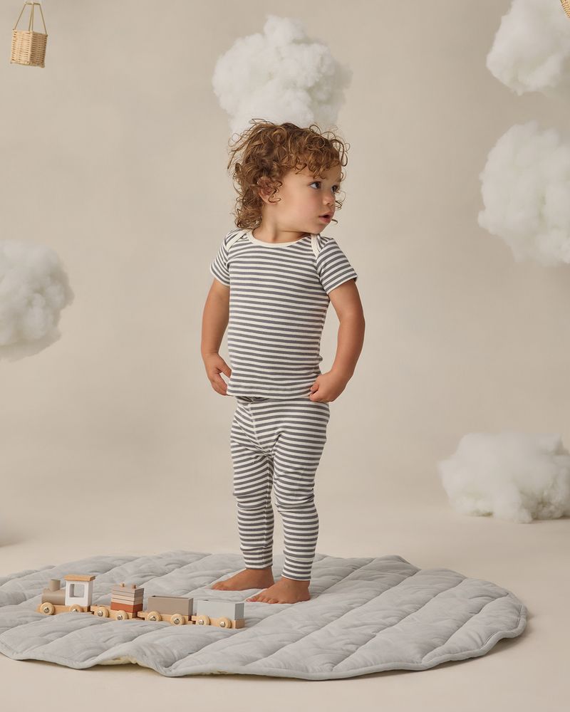 Ribbed Short Sleeve Tee + Legging Set || Ocean Stripe by Quincy Mae