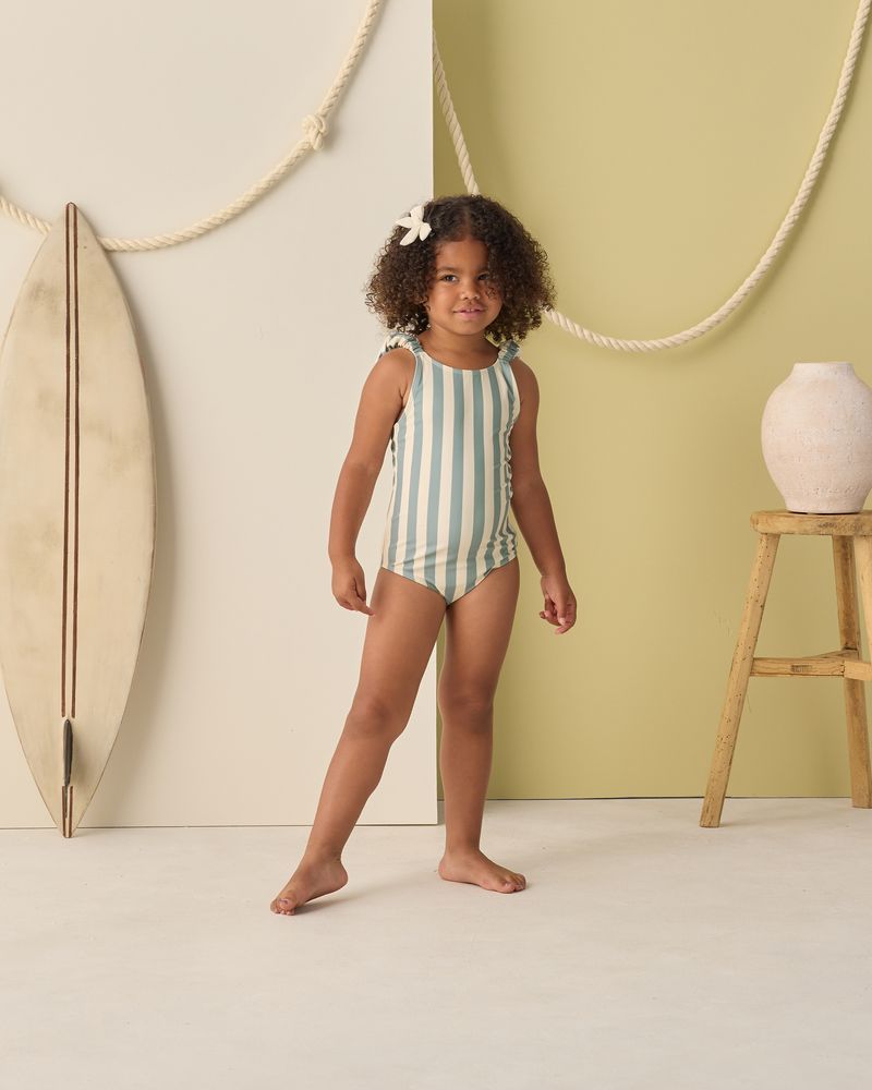 Scrunch One-Piece || Green Stripe by Rylee + Cru