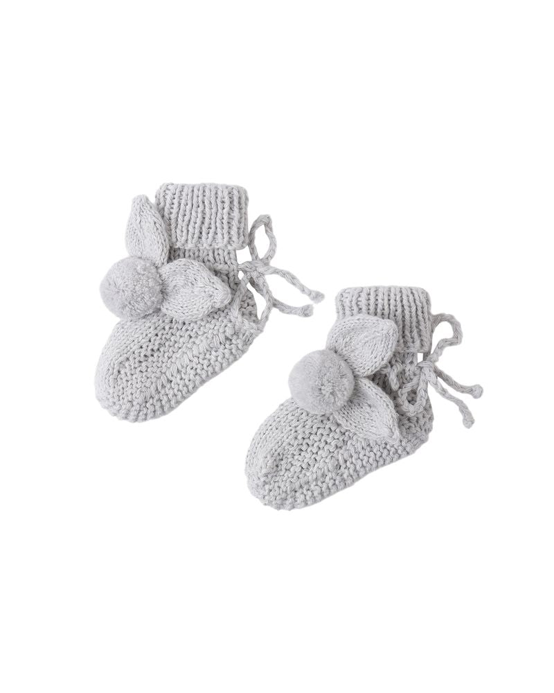 Bunny Knit Booties || Heathered Sky by Quincy Mae