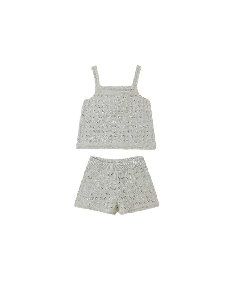 Pointelle Knit Tank + Short Set || Sage by Quincy Mae