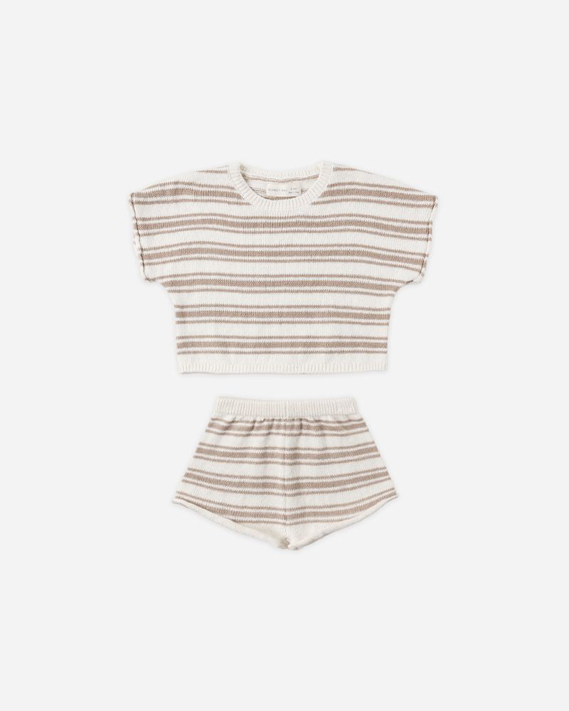 Relaxed Summer Knit Set || Oat Stripe by Quincy Mae