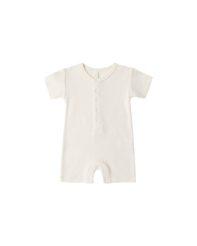 Waffle Snap Romper || Natural by Quincy Mae