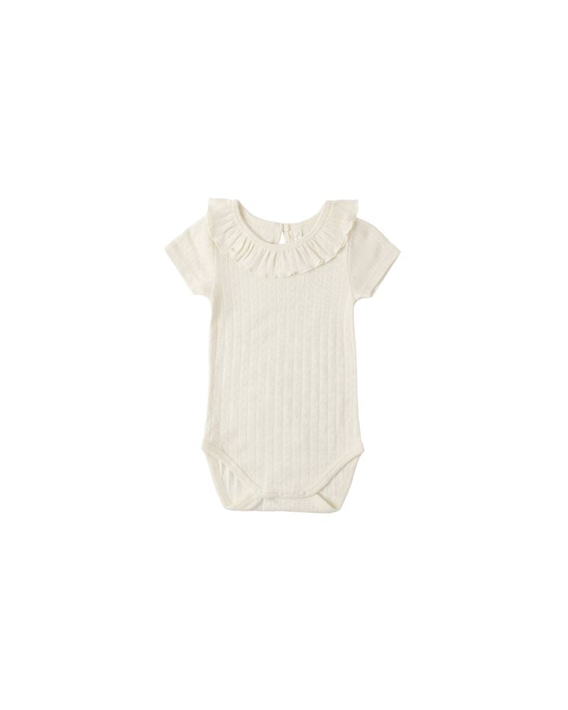 Ruffle Collar Bodysuit || Ivory by Rylee + Cru