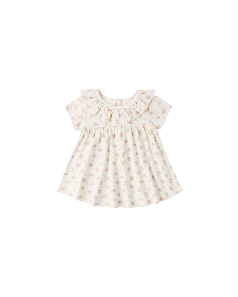 Ruffle Collar Jersey Dress || Flower Field by Quincy Mae