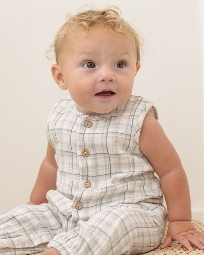 Woven Jumpsuit || Blue Plaid by Quincy Mae