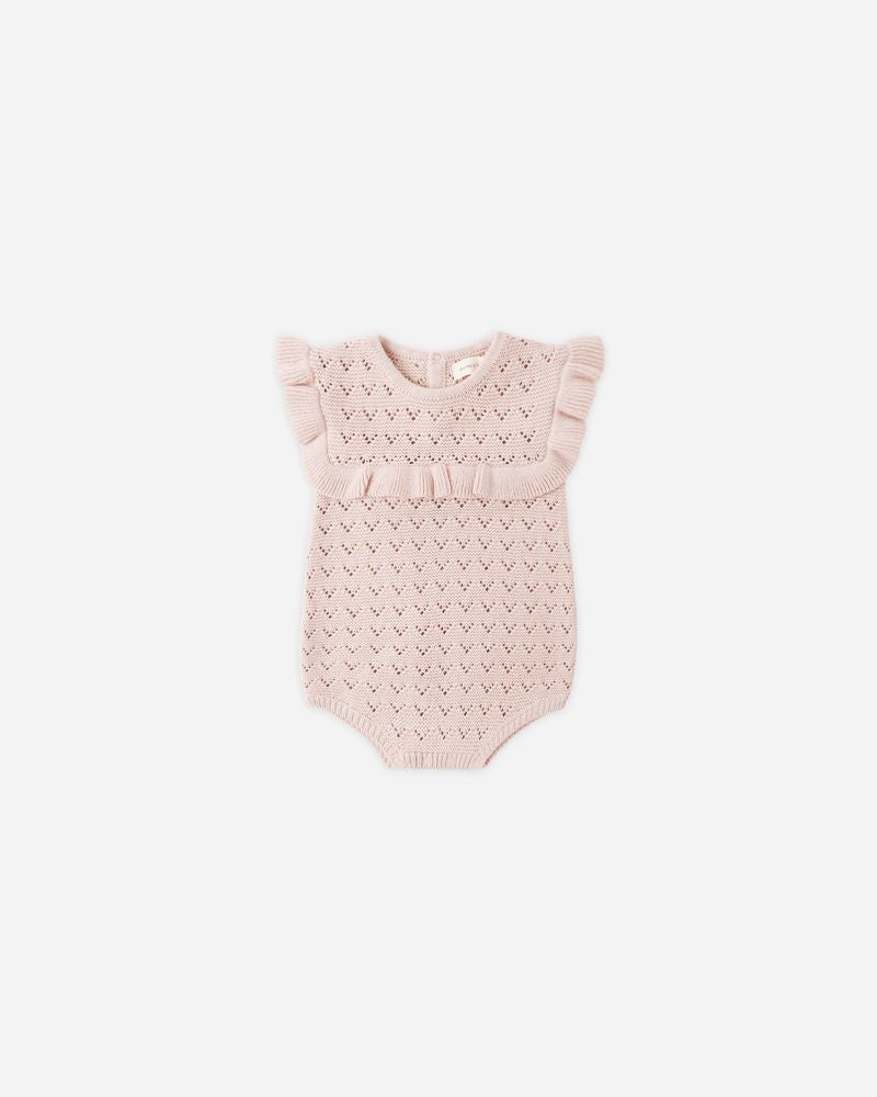Pointelle Ruffle Romper || Blush by Quincy Mae