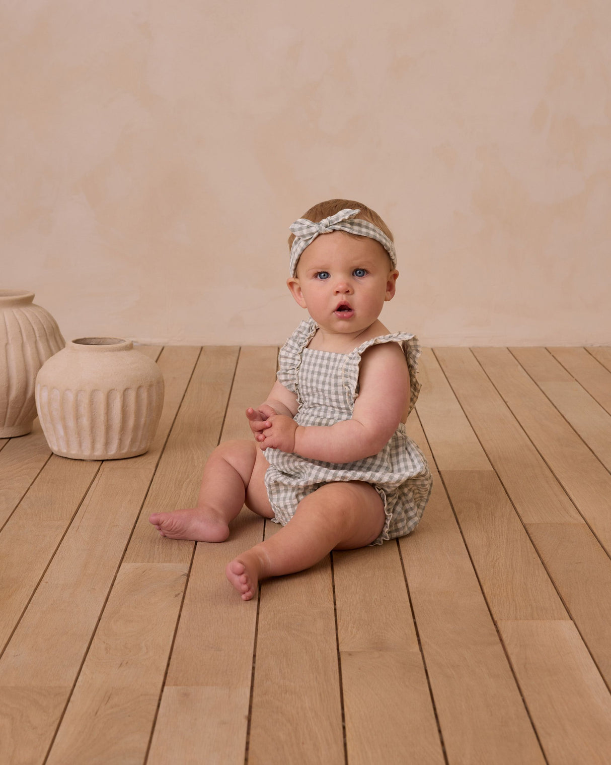 Chiara Romper || Eucalyptus Gingham by Rylee + Cru