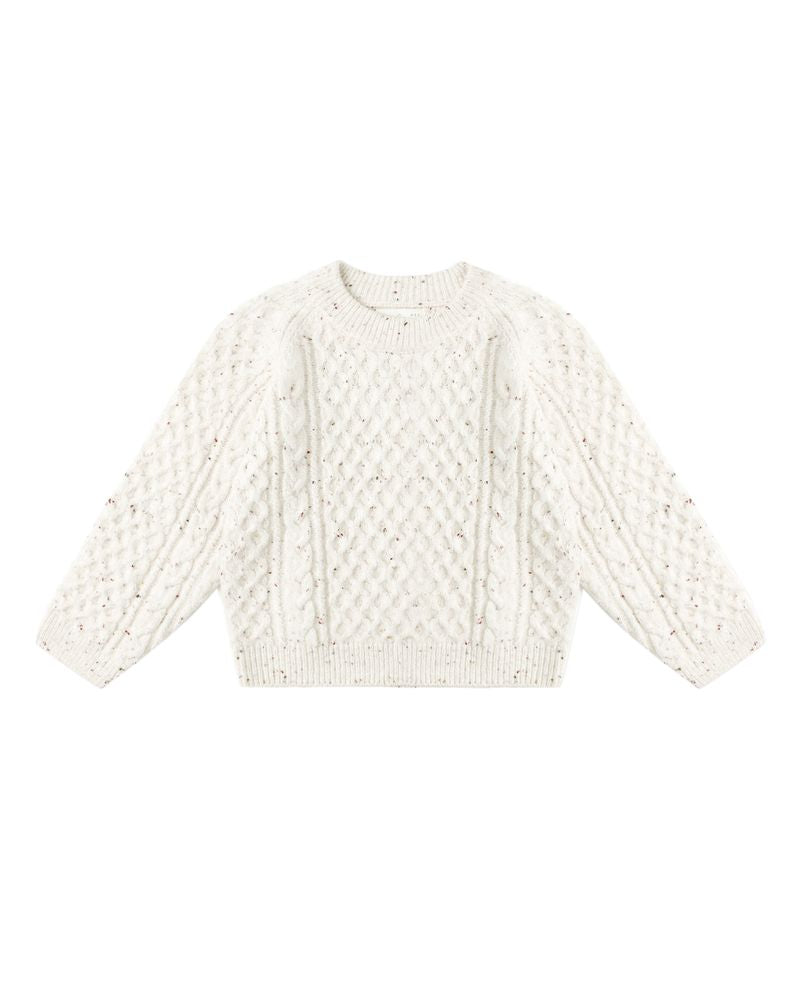 Cable Knit Sweater || Natural Speckled by Rylee + Cru