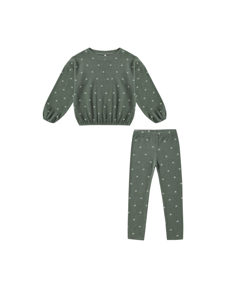 Spongey Knit Set || Evergreen Ditsy by Rylee + Cru