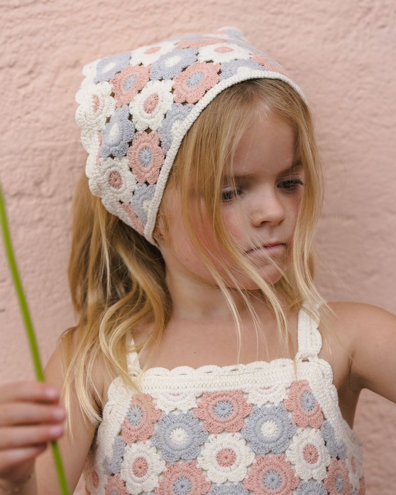 Crochet Scarf || Blue, Light Pink, Ivory by Rylee + Cru