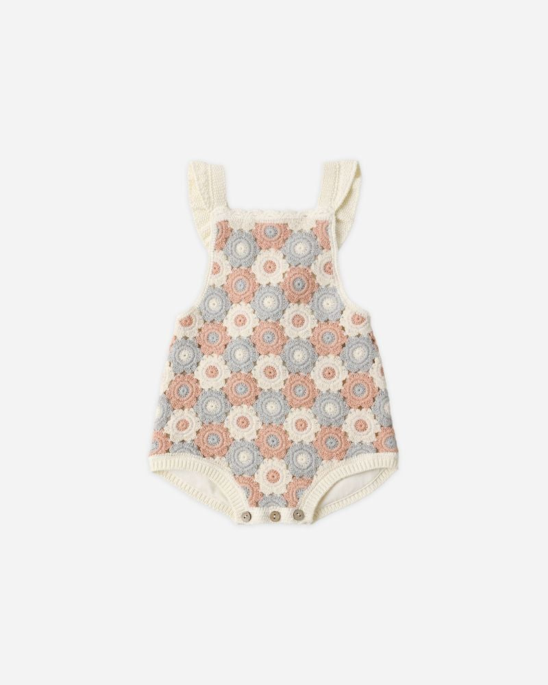 Crochet Romper || Blue, Light Pink, Ivory by Rylee + Cru