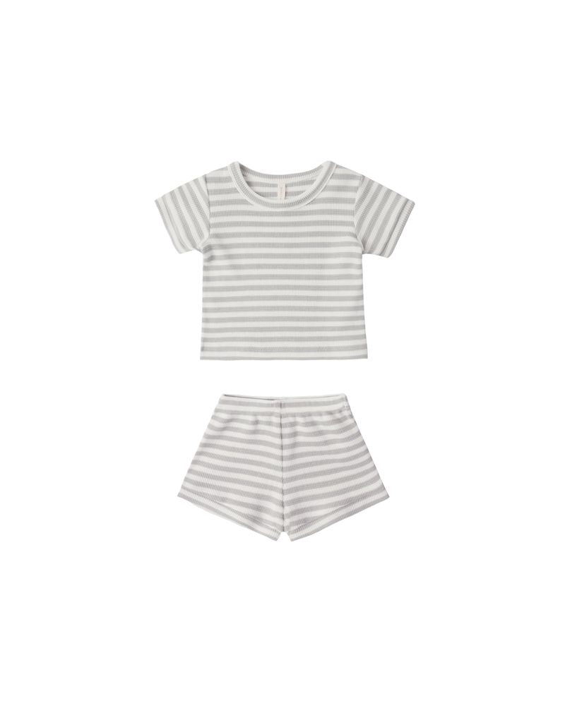 Waffle Shortie Set || Sage Stripe by Quincy Mae