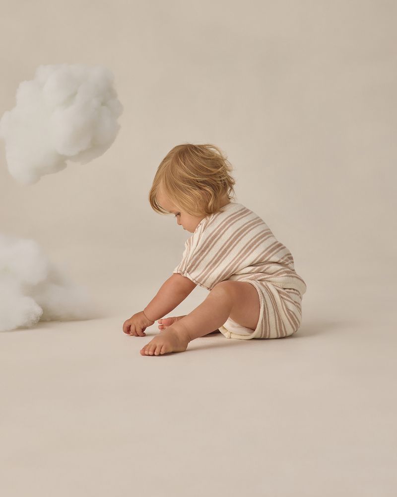Relaxed Summer Knit Set || Oat Stripe by Quincy Mae