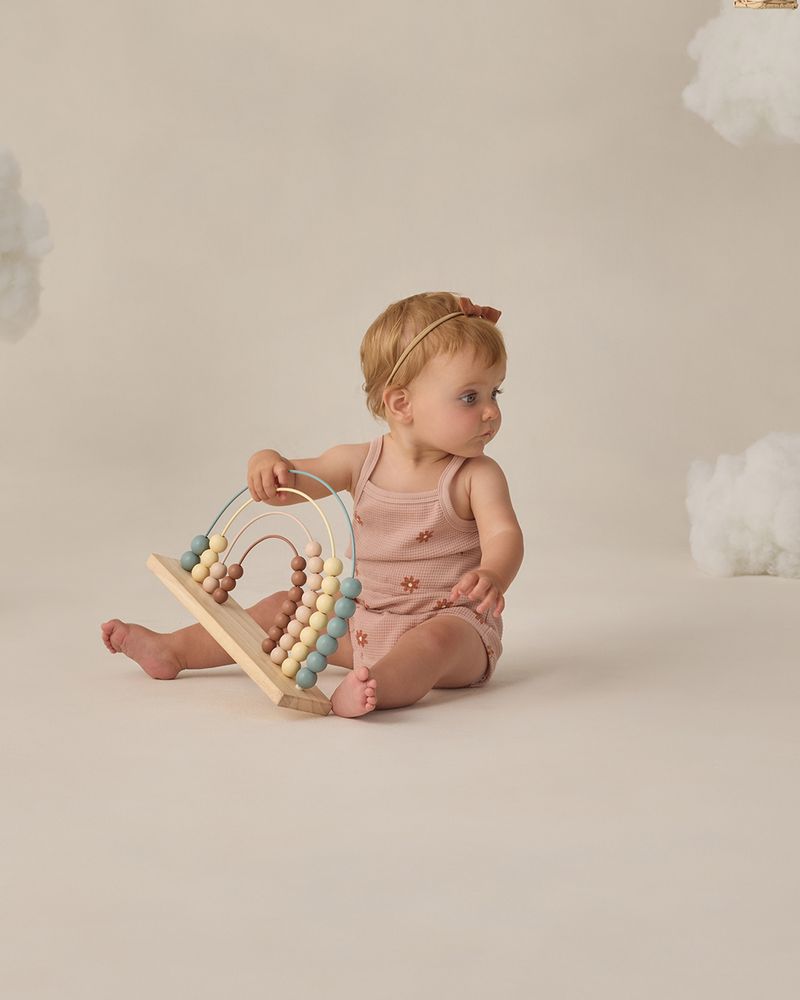 Waffle Cinch Romper || Pink Daisy by Quincy Mae