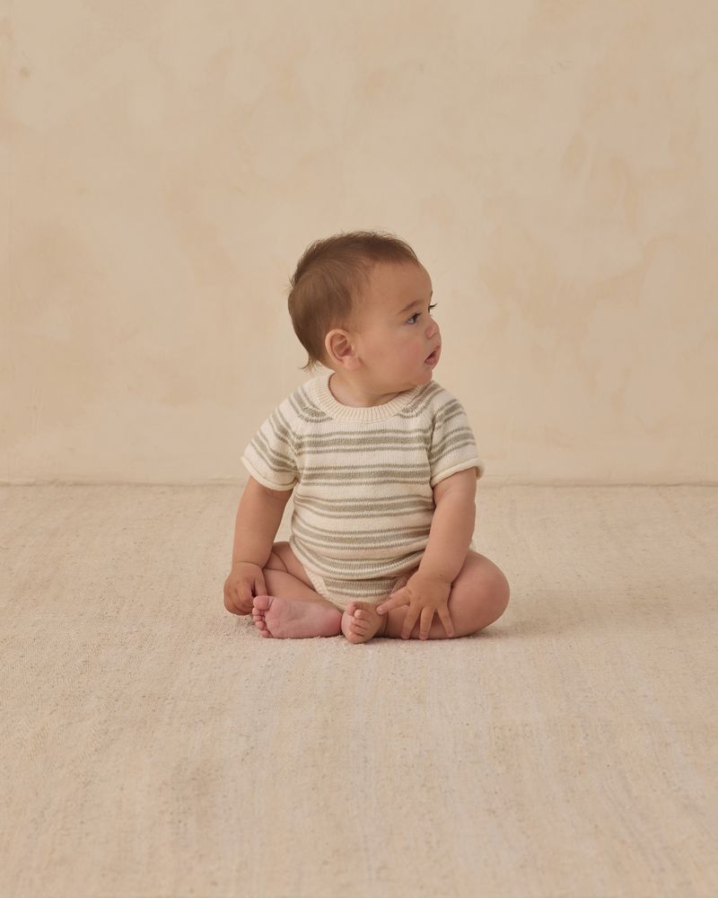 Rowan Romper || Sage Stripe by Quincy Mae