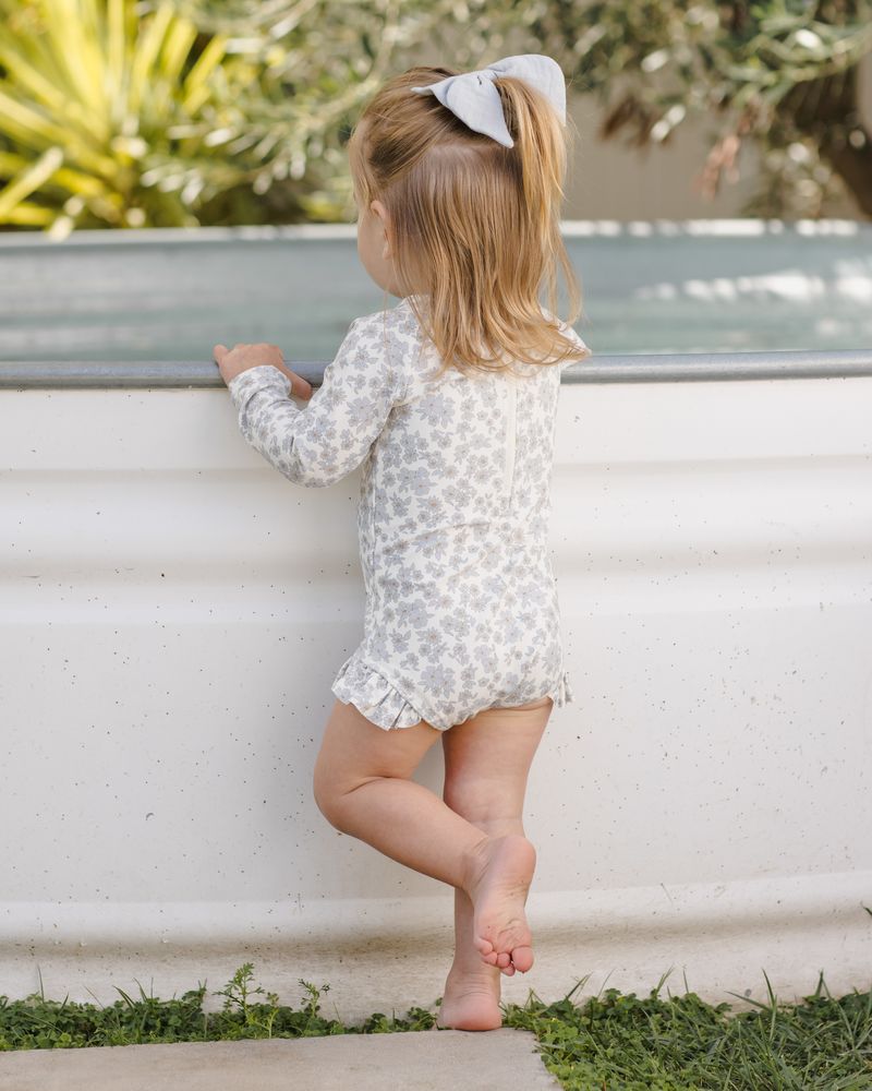Olivia Rashguard One-Piece || Blue Floral by Quincy Mae