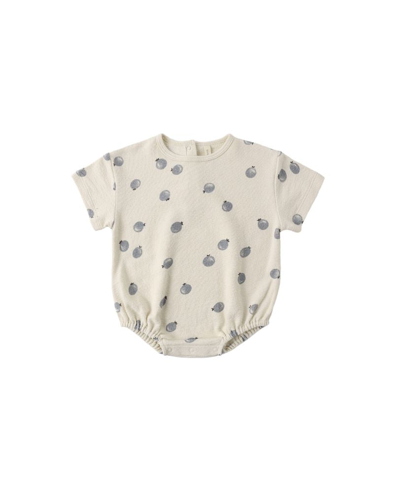 Relaxed Short Sleeve Bubble Romper || Blueberries by Quincy Mae