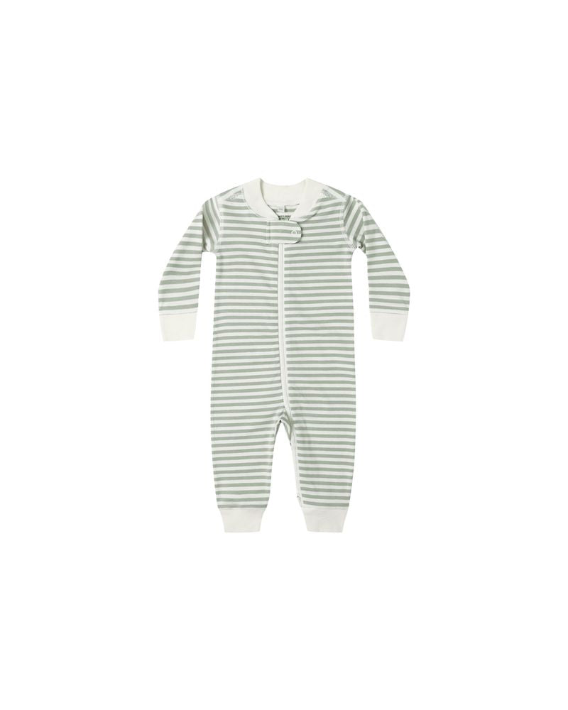 Zip Long Sleeve Sleeper || Fern Stripe by Quincy Mae