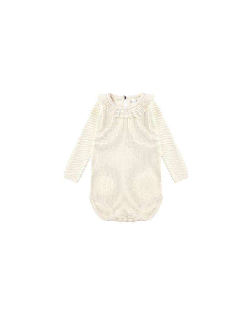 Ruffle Collar Bodysuit || Natural by Rylee + Cru