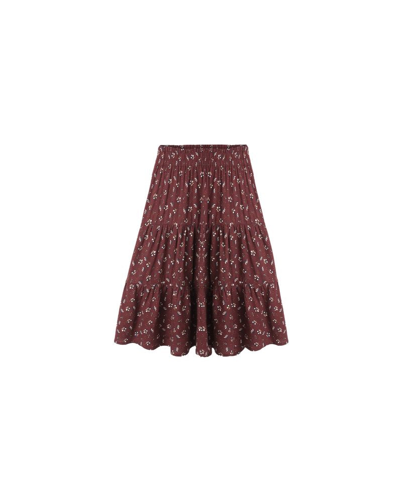 Ruffle Tiered Midi Skirt || Harvest Berry by Rylee + Cru