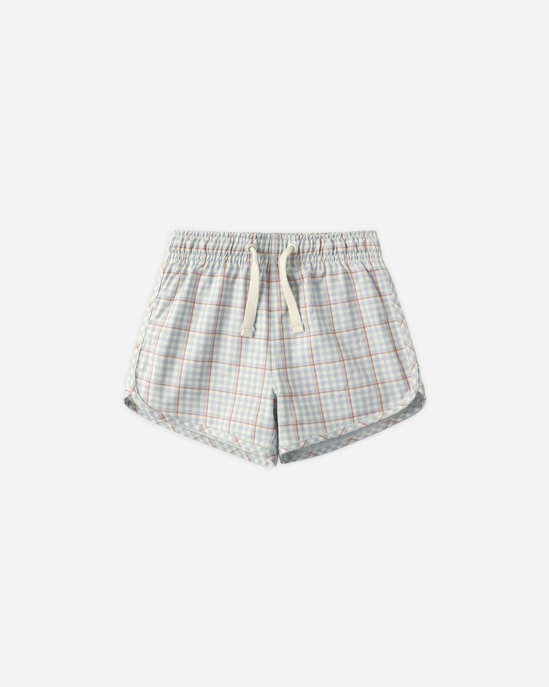 Swim Trunk || Light Blue Plaid by Rylee + Cru