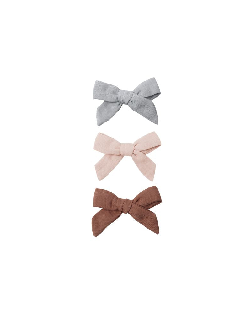 Bow W. Clip, Set Of 3 || Sky, Blush, Poppy by Quincy Mae