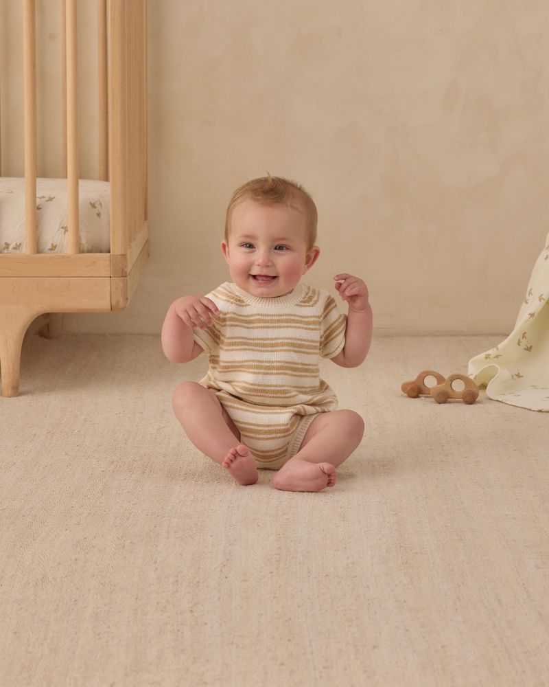 Rowan Romper || Butterscotch Stripe by Quincy Mae