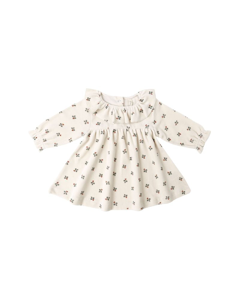 Velour Baby Dress || Holly Berry by Quincy Mae