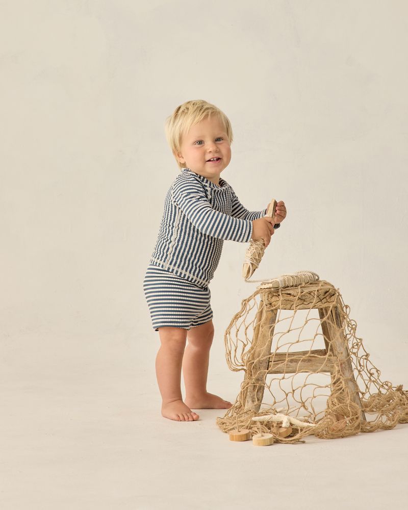 Boys Rashguard Set || Navy Stripe by Rylee + Cru