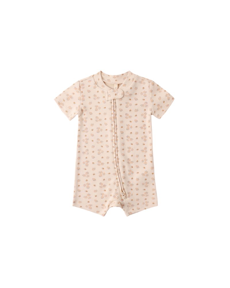 Zip Short Sleeve Sleeper || Strawberries by Quincy Mae