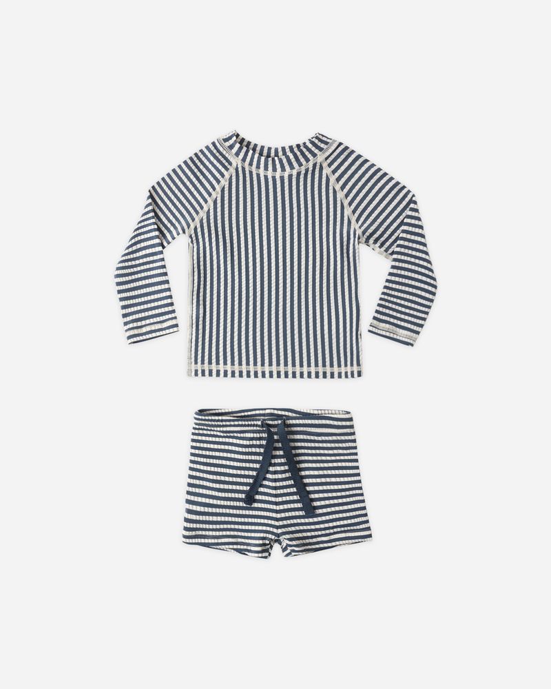 Boys Rashguard Set || Navy Stripe by Rylee + Cru