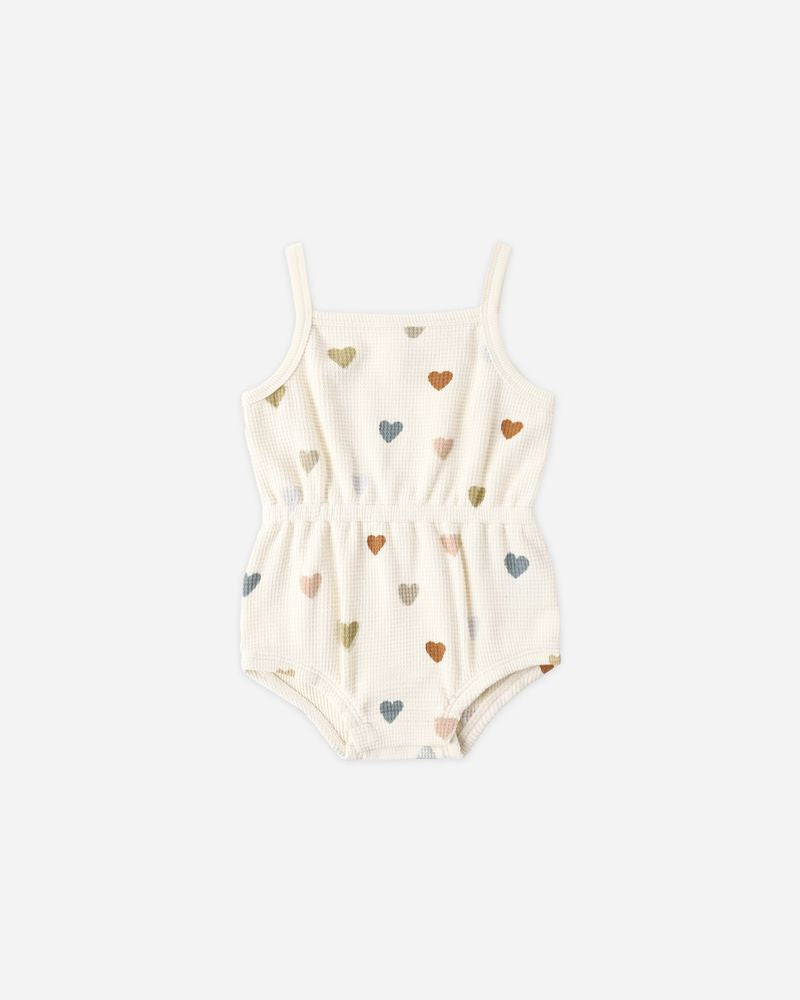 Waffle Cinch Romper || Confetti Hearts by Quincy Mae