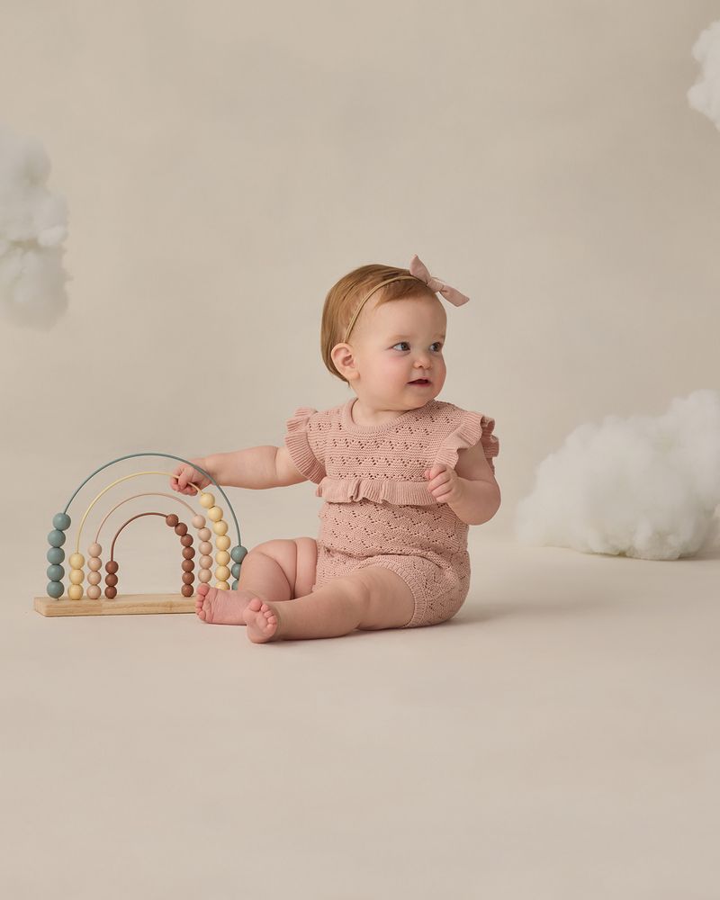Pointelle Ruffle Romper || Blush by Quincy Mae