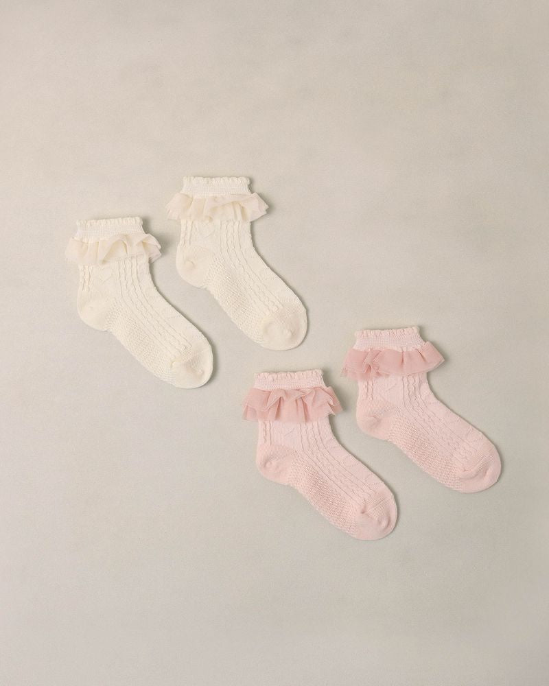 Ruffle Socks | Ivory, Blush by Noralee