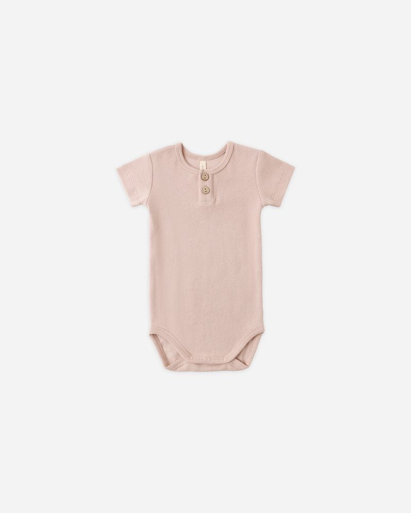 Ribbed Henley Bodysuit || Blush by Quincy Mae