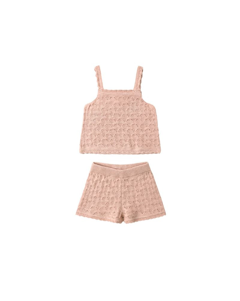Pointelle Knit Tank + Short Set || Melon by Quincy Mae