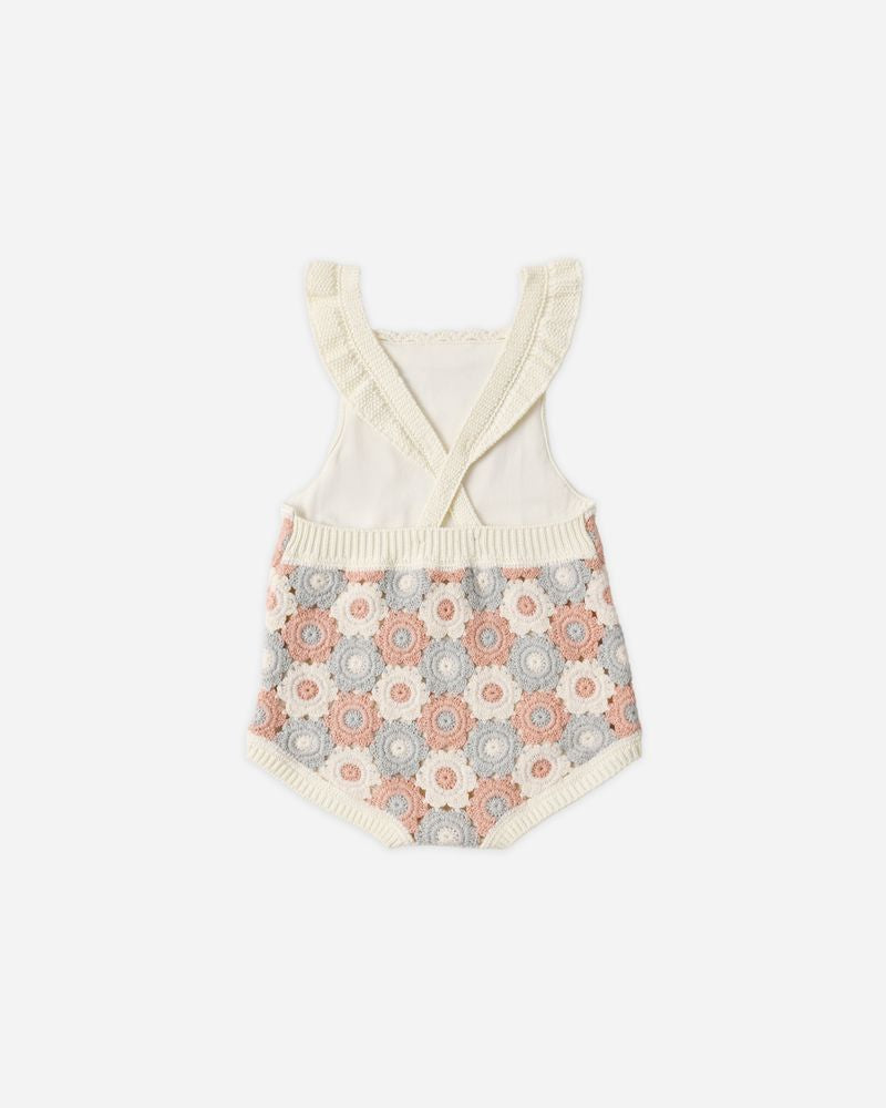 Crochet Romper || Blue, Light Pink, Ivory by Rylee + Cru