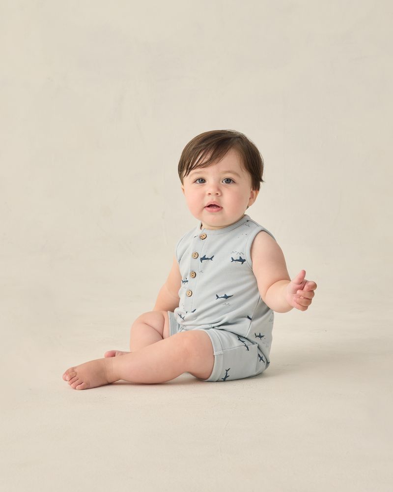 Davis Romper || Sharks by Rylee + Cru