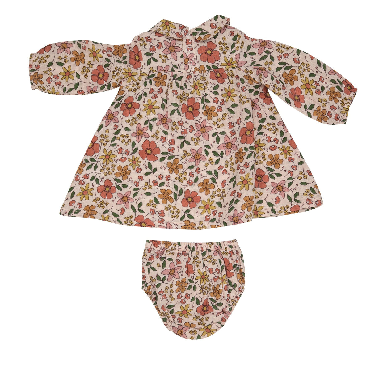 Peter Pan Collar Dress and Diaper Cover - Poppies and Starflowers by Angel Dear