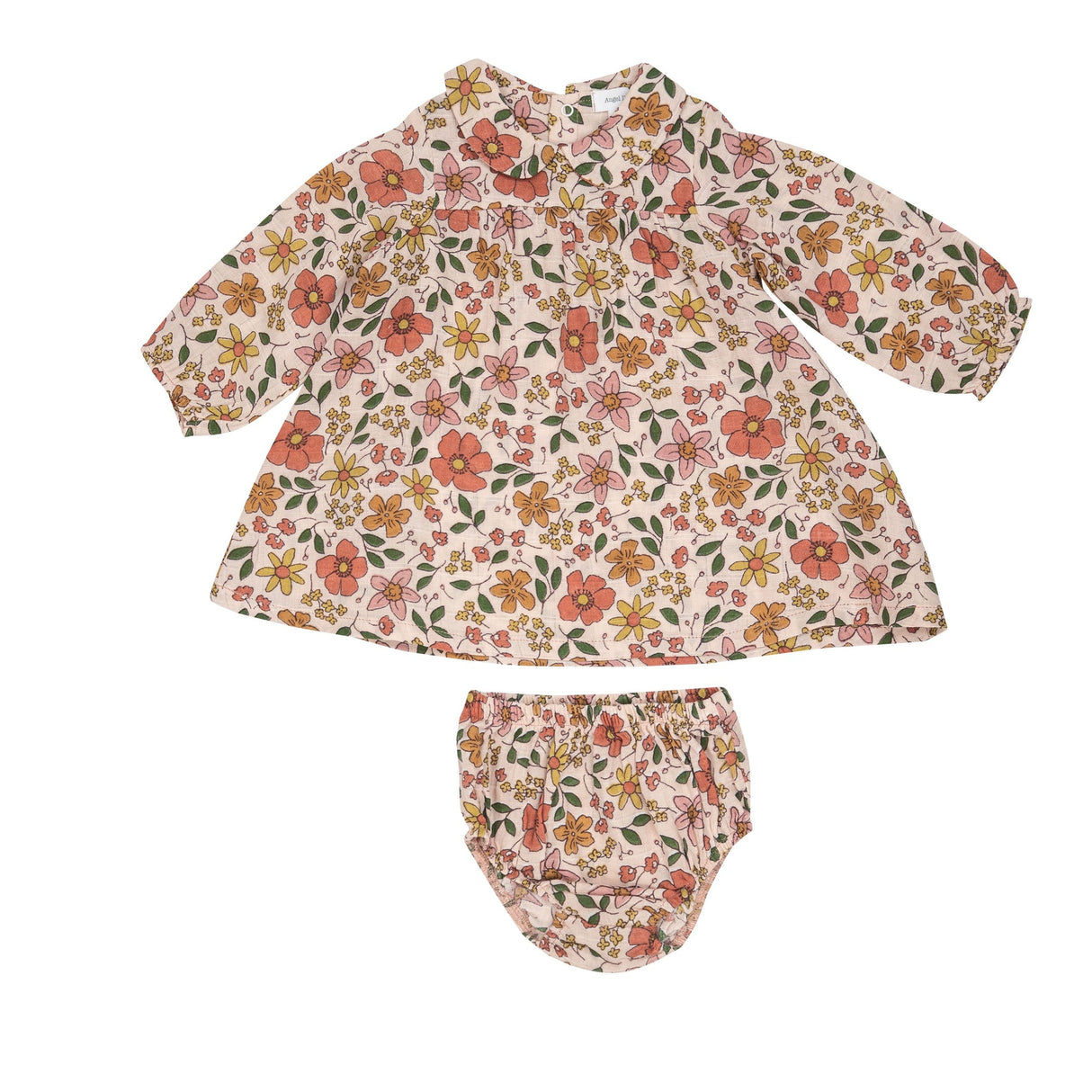Peter Pan Collar Dress and Diaper Cover - Poppies and Starflowers by Angel Dear