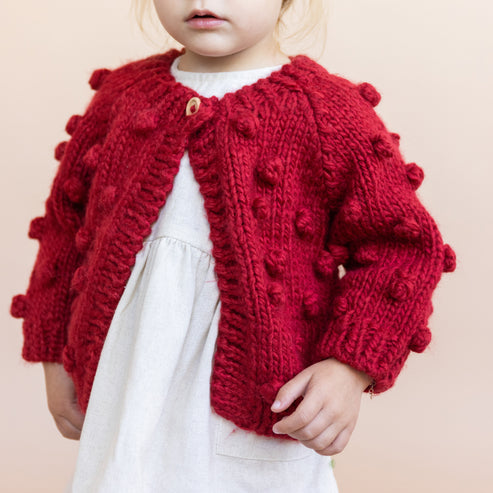 Popcorn Cardigan- Red by The Blueberry Hill