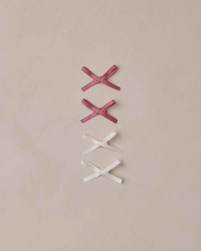 Mini Satin Bows, Set of 4 | Ivory, Raspberry by Noralee
