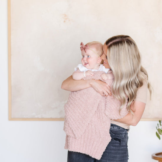 Ribbed Bamboni Receiving Blanket - Cameo by Saranoni