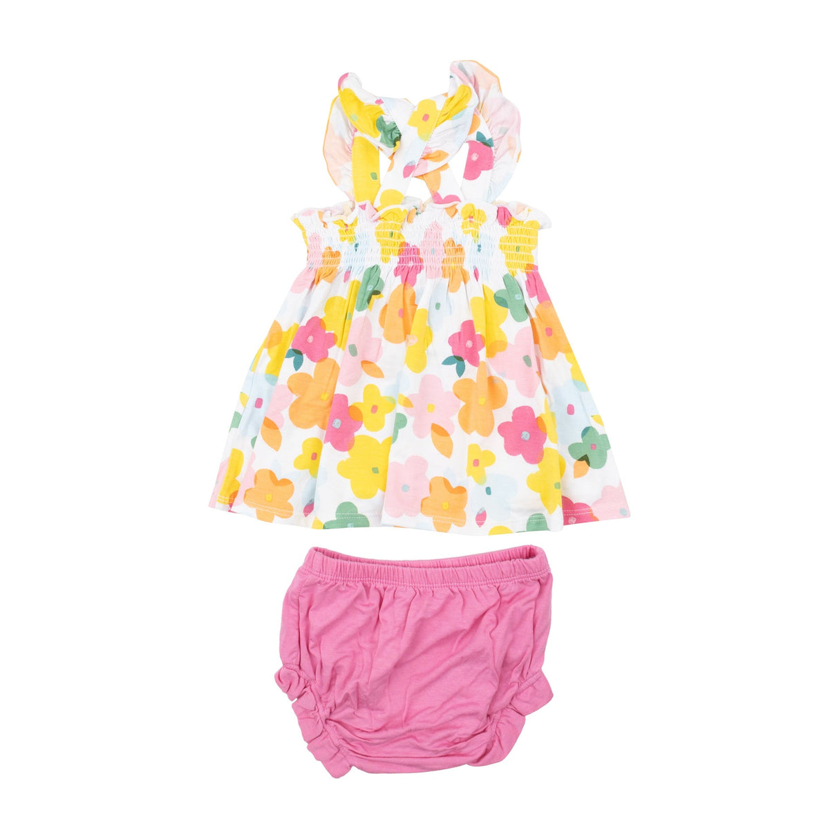 Ruffle Strap Smocked Top & Diaper Cover - Paper Floral by Angel Dear