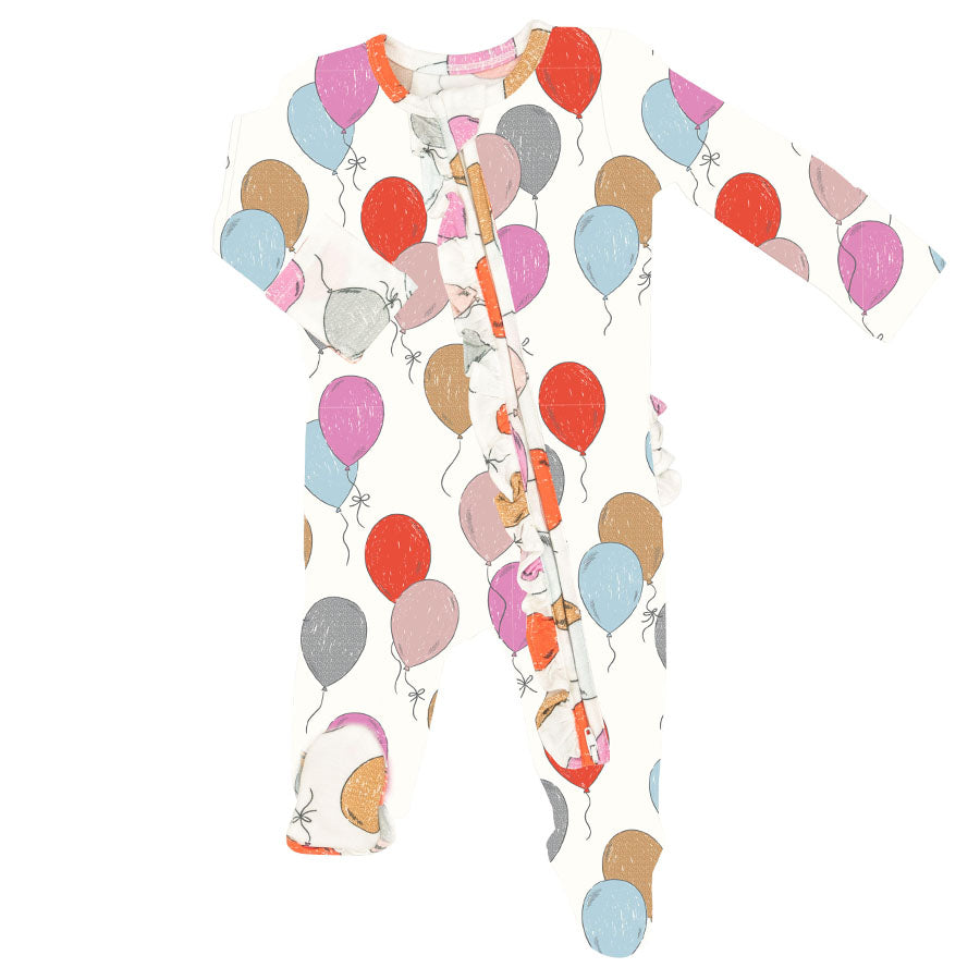 2-Way Ruffle Zipper Footie in Balloons by Angel Dear