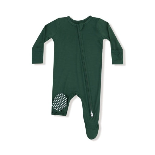 Angel Dear Basics Hunter Green 2-Way Zipper Footie
