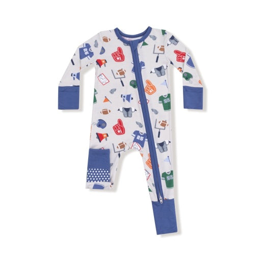 Angel Dear Game Day Grey 2-Way Zipper Romper