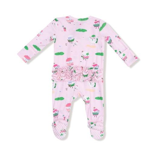 Angel Dear Golf Pros Girl 2-Way Zipper Ruffle Back Footie