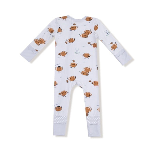 Angel Dear Footballs Playing Football 2-Way Zipper Romper